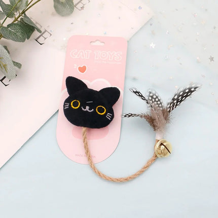 Funny Cat Toy with Feather, Bell, and Hemp Rope