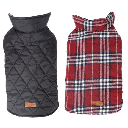 Waterproof Reversible Plaid Dog Jacket for Pets