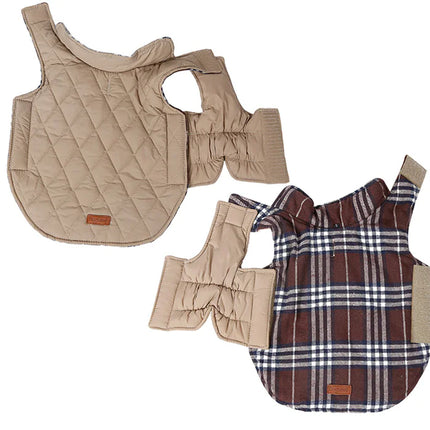 Waterproof Reversible Plaid Dog Jacket for Pets